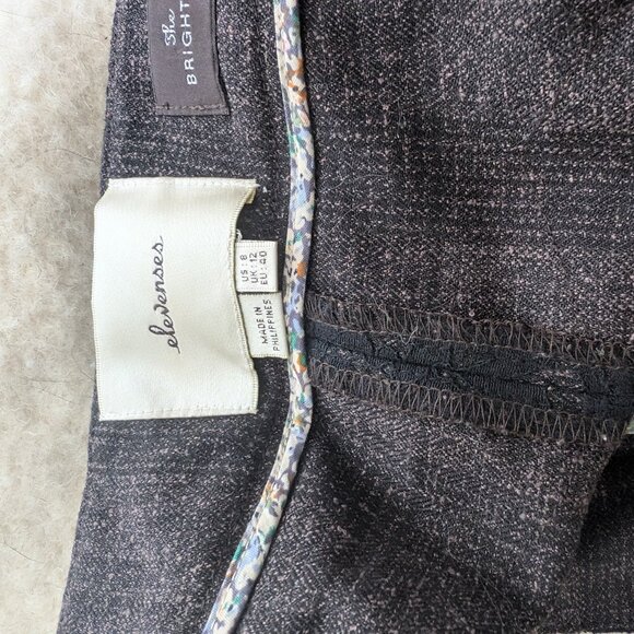 Anthropologie - elevenses Brown Plaid Pants/Trousers Size 8 - Picture 3 of 4